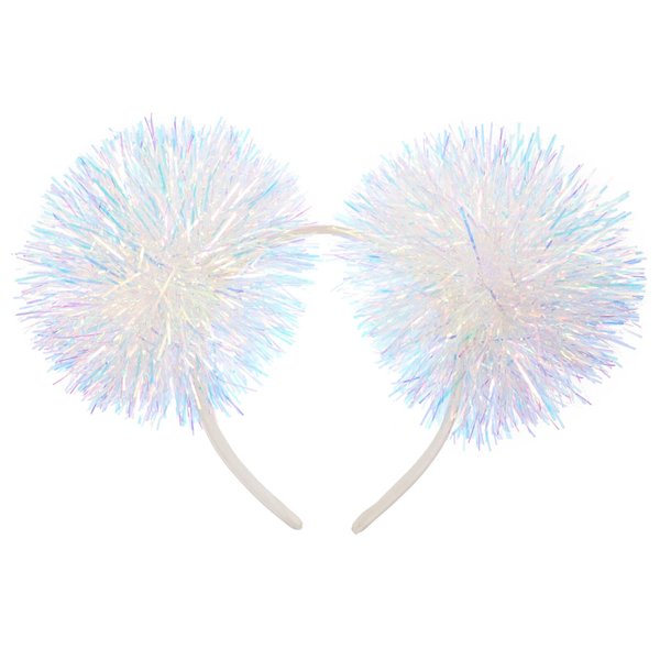 Tinsel Bling Pom Pom Headband Pom Pom Headband Pom Pom Headbopper Pom Pom Costume Headwear for Adults Pom Pom Hair Band White Springs Head Bopper Alien Head Boppers