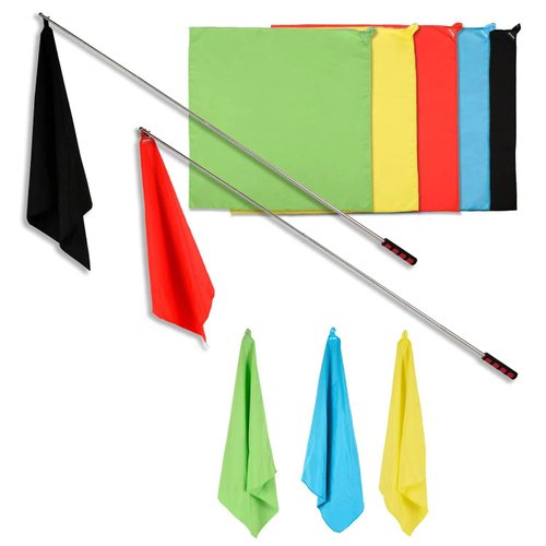 GAITWIN Horse Training Flag Equipment 5 Pcs with 1Pcs Telescopic Flag Pole Lunge Whip Stick for Horsemanship Supplies - Upgrade Stitched Loop Design