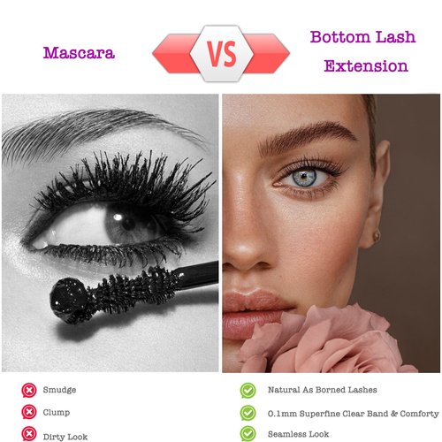 Lash Clusters for Bottom Eyelashes DIY Lash Extension TEESTOU Lower Individual Lashes Natural look Wispy Lower False Lashes 7mm Wide Stem Under Eyelash Clusters(Bottom Lash Extesnion-X02-7mm)