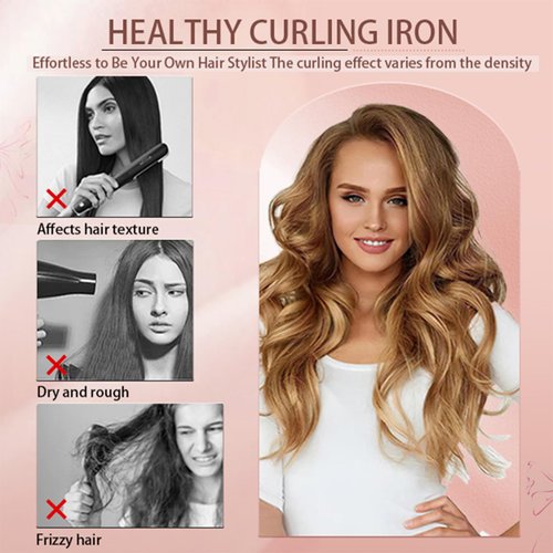 Heatless Curls Set, 2024 New Overnight No Heat Curling Rod Headband for Women, 7Pcs Satin Headband Heatless Hair Curler with Clips, Professional Soft Curls Styling Tools, Blue-Pink