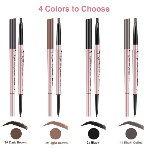 TurritopsisD Eyebrow Pencil, Brow Pen Dual-ends Thick & Fine Tip Retractable Waterproof Long-lasting Natural Eye Brows Makeup with Eyebrow Trimmer (Light Brown)