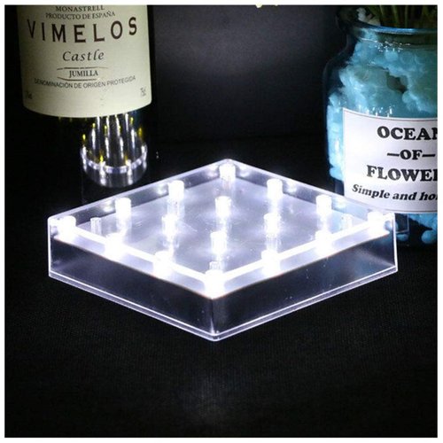 LARDUX Led Light Base - 5 inch Square Lights Display Stand for Effiel Tower Vase Crystal Glass Art LED Pedestal Base - Charging USB or Battery Powered