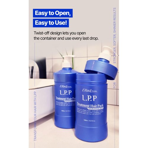 K-Beauty LPP Hair Repair Treatment 33.8 Ounce – Korean Professional Formula with Hydrolyzed Keratin, Collagen, Argan Oil & Grape Seed – Deep Moisture & Shine for Damaged, Dry, Color-Treated Hair