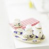 Factory Direct Craft Ultra Tiny Dainty Blue Stripe Painted Ceramic Tea Set for Dollhouse Displays, Crafting, and Creating