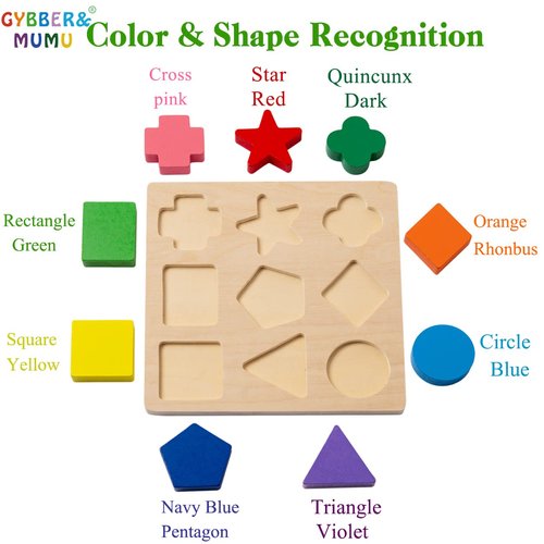 GYBBER&MUMU Preschool Colorful Wooden Shape Puzzle