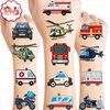 100 PCS Emergency Transportation Temporary Tattoos Themed Birthday Party Decorations Favors Supplies Decor Vehicle Ambulance Tattoo Stickers Gifts For Game Boys Girls Classroom School Prizes Reward