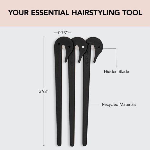 Kitsch 3pcs (Black) Elastic Hair Tie Cutter Tool - Elastic Rubber Band Cutter for Hair Ties Removal | Hair Elastic Cutter for Kids Hair | Hair Elastic Band Cutter & Ponytail Cutter Tool for Toddler