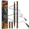 2PCS Microblading Eyebrow Pen Last All-Day Eyebrow Pencil 2-in-1 Magical Waterproof Eye Brow Pencils with 4-Fork-Tip & Precise Brush-Tip for Natural Hair Like Strokes (Light Brown)