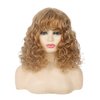 Beweig Short Afro Blonde Wigs for Women Shoulder Length Curly Wigs with Bangs Synthetic Kinky Curly Hair Wig Full Wigs,16 inches