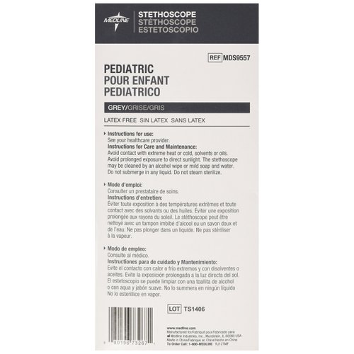 Medline Dual-Head Stethoscope, Gray, Pediatric Size
