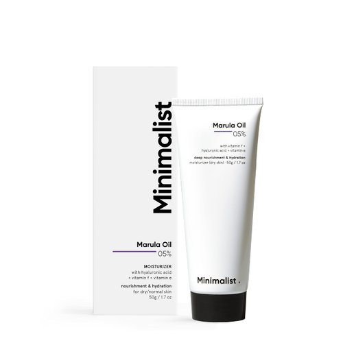 Minimalist Face Moisturizer for Dry Skin | 5% Marula Oil | With Hyaluronic Acid For Deep Nourishment & Hydration | For Women & Men | 1.7 Oz / 50 gm