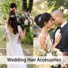 Crystal Wedding Hair Accessories - Hair Comb with Rhinestone Hair Pins and Pearls for Bride, Bridesmaids, Flower Girls (Silver)