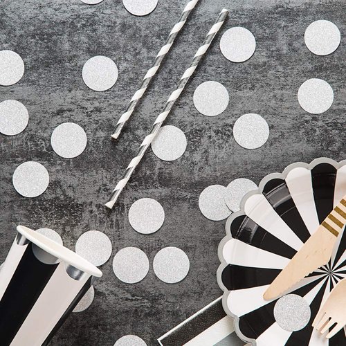 MOWO Glitter Confetti Wedding Party Decor and Table Decor 1.2’’ in Diameter (Silver Glitter,200pc)