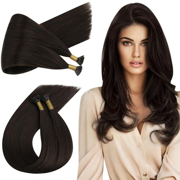 Ugeat I Tip Extensions Dark Brown Hair Extensions I Tip Chocolate Brown Itip Hair Extensions Real Human Hair Brown Pre Bonded Hair Extension 14 Inch 50s 40g