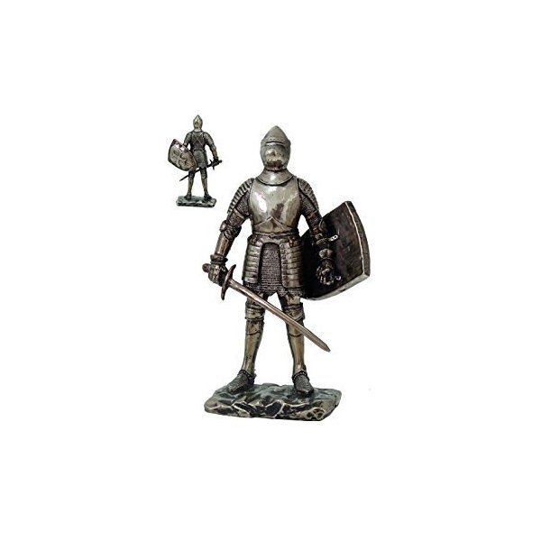 Medieval Knight Statue Bronze Finishing Cold Cast Resin Statue 7" tall