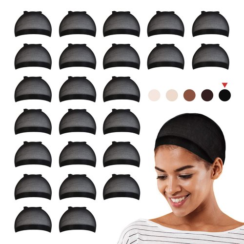 STUDIO LIMITED 24 PCS Perfect Fit Ultra Thin & Expandable Stocking Wig Cap, Each pack contains 2 wig caps (12 pack, Black)