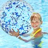 Civaner 6 Pieces Inflatable Beach Ball Glitter Christmas Swimming Pool Balls 24 Inches Christmas Outdoor Decor Ball Ornaments Floatable Confetti Ball for Beach Party Xmas Party Favor(Blue)