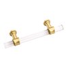 Peaha 10 Pack Acrylic Drawer Pulls Kitchen Cabinet Handle Gold Dresser Drawer Pull Brushed Brass Cabinet Hardware, 3in Hole Center, 5 Inch Overall Length