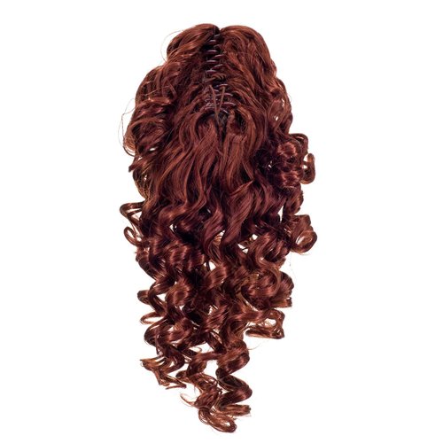 SWACC 12-Inch Short Screw Curls Claw Clip Ponytail Extensions Synthetic Clip in Drawstring Curly Ponytail Hairpiece Jaw Clip Hair Extension (Copper Red)