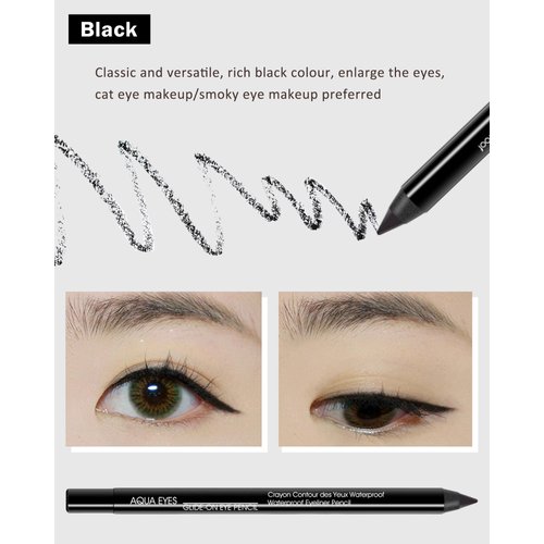 Black Gel Eyeliner-2 Pcs Black Waterproof Smudgeproof Matte Waterline Gel Eye Liner Pencil,Longlasting Eye Liner Pen, Smooth Easy-to-Sharpen Water Line Pencil for Older Women Eye Makeup,with Sharpener