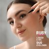 Ruby Kisses Duo Felt Tip Liquid Eyeliner in Black, Dual Ended Waterproof Eyeliner, Smudge-Proof & Long-Wearing, Regular & Micro Tip for Ultra Precise Thin to Bold Cat Eye, Fast Drying Formula