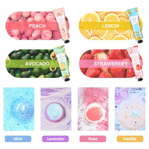 Spa Gift Baskets for Women, Bath Sets for Women Gift, Unique Bath Bombs and Hand Lotion Set, Mom Birthday Gifts, Christmas Gifts for Corworkers, Self Care Bath gifts, Relaxing gifts for Adults Teacher