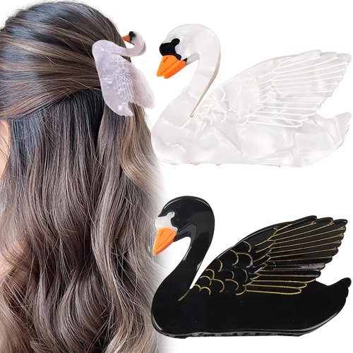2 PCS Swan Shaped Hair Claw Clip Hair Jaw Clips Fashion Strong Hold Hair Barrettes Hairpins Hair Ponytail Holder Decor Hair Accessories for Women Girls