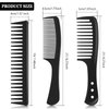 Patelai 3 Pcs Wide Tooth Detangling Hair Comb Detangling Hair Comb Hair Styling Comb Set, Carbon Fiber Cutting Comb Anti Static Heat Resistant Comb for Women Curly Straight Long Hair, Black (Classic)