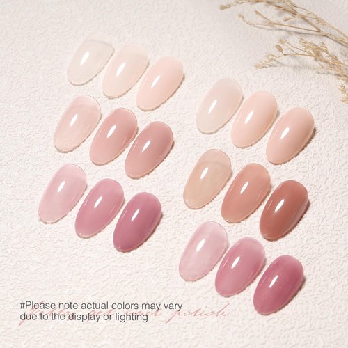 SHOYUM Jelly Nude Gel Nail Polish Set 6 Colors Neutral Sheer Light Pink Purple Gel Polish Kit Translucent Soak off Uv Nail Gel Diy Manicure 2024 New Nail Trend Nail Polish Gift