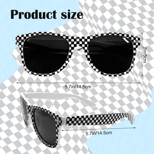 Rainmae 12 Pcs Race Car Checkered Sunglasses for Teenagers and Adults Bulk with Protection, Retro Racecar Party Favor Supplies, Summer Pool Beach Accessories, Racing Theme Birthday Gifts