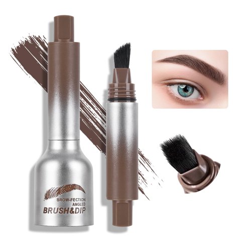 KYDA Liquid Eyebrow Brush, Brow-Fection Angled Brush & Dip, Lasting Liquid Brow Cream, Multifunction Square Brush for Natural Brow, Laminated Eyebrow Pen, #03