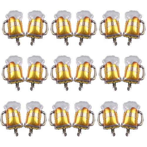 ZHENGYE Beer Mug Cheers Balloons 20 Pcs Mylar Foil Balloons Beer Theme Birthday Party Decorations