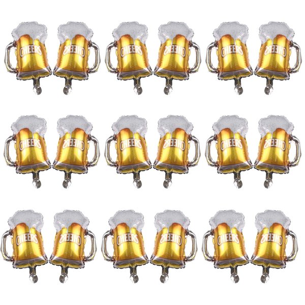 ZHENGYE Beer Mug Cheers Balloons 20 Pcs Mylar Foil Balloons Beer Theme Birthday Party Decorations