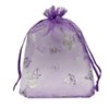 Ankirol 100pcs Sheer Organza Favor Bags Purple Butterfly Print For Wedding Gift Bags Samples Display Drawstring Pouches (5x7)