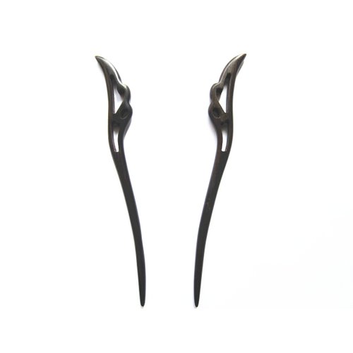 Myhsmooth Zz-bg-fswallow 2 Count Hair Sticks Natural Ebony (Black Sandalwood) Handmade Carved Hair Clip Shawl Hair Pins Pack of 2 Pcs :Flying Swallow