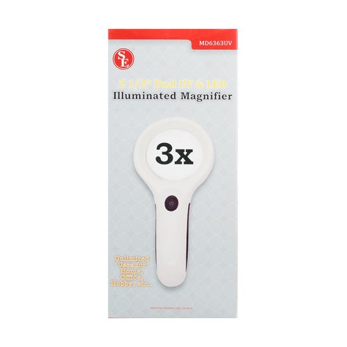 SE 2-1/2" Dual UV and LED Illuminated Magnifier with 3x Magnification - MD6363UV