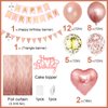 Rose Gold Birthday Decorations for Girls,Happy Birthday Party Decorations for Women,Rose Gold Fringe Curtain,Happy Birthday Banner Confetti Balloons Heart Foil Balloons for Birthday Princess Party