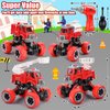 LUDILO 4PCS Fire Truck Toys for 3 4 5 Year Old Boy Birthday Gifts DIY Assembly Take Apart Firetruck with Electric Drill Stem Building Toys Xmas Bday Gifts 3 4 5 6 Year Old Boys Girls Kids Toddler Toys