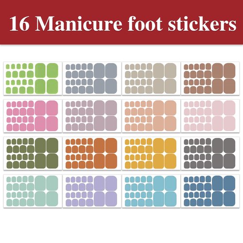 WOKOTO 16 Sheets Toes Nail Wraps for Women Toenails Nail Polish Strips Gel Nail Stikers Set with Nail File Nail Gel Strips Press On Nails Polish Stickers for Toes Women Girls Stickers for Nails Art