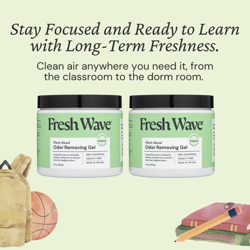 Fresh Wave Odor Removing Gel, 15 oz., Pack of 2 - Odor Absorbers for Home, Safer Odor Relief, Natural Plant-Based Odor Eliminator, Every 15 oz. lasts 30-60 Days, For Cooking, Trash & Pets