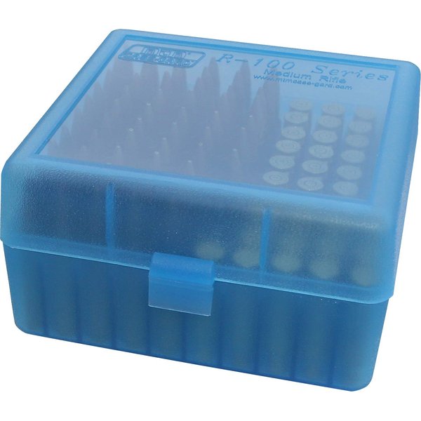 MTM 100 Round Flip-Top Rifle Ammo Box 22-25, 308 W, Blue,3.05-Inch