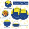 96Pcs Yellow Cartoon Party Supplies Yellow Cartoon Paper Plates Napkins Yellow Cartoon Party Tableware Set Yellow Cartoon Dinnerware for Girl Birthday Party Baby Shower Decoration Serve 24