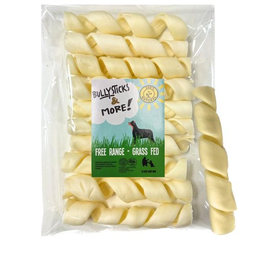 BULLYSTICKS & MORE 6 Inch Beef Cheek Springs for Dogs (10 Count) - Bully Springs Beef Cheek Dog Chews - Beef Cheek Strips -No Hide Bones for Dogs