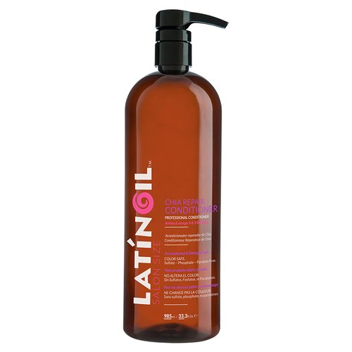 LATINOIL Chia Hair Repair Conditioner Treatment Natural - Sulfate Free, with Keratin, Lanolin for Curly, Dry, Oily, Damaged, Color Treated, Fine, Gray, Bleached, Beard, Locs Wash - Salon Size 33 Oz