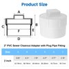 2" PVC Sewer Cleanout Adapter with Plug Pipe Fitting, PVC DWV Flush Sewer Cleanout Cap for Outdoor Garden, RVs Sewer or Drainage Piping Connect System