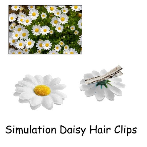 12pcs Womens Multi-colored Sweet Daisy Hair Clips Mini Sun Flower Hairpins Hair Accessory for Bridesmaid Wedding Photography (White)