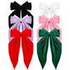 6PCS Silky Satin Hair Bows Long Tail Oversized Hair Ribbons Big Bow Barrettes Metal Bowknot Clips Ponytail Holder Aesthetic Accessories for Women Girls Toddlers Teens Kids