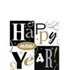 Amscan Elegant New Year Block Party Beverage Napkins (Pack of 16), Black/Silver/Gold, 5" x 5"