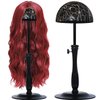 Wig Stand 1PC Iron Base Adjustable Height (12.6-18.5Inch) Wig Head Stands Portable Non-Slip Sturdy Wig Holder Stands Travel Wig Stand for All Wigs(Black)