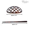 Parcelona French Criss Cross Pattern Tortoise Shell Brown Cellulose Acetate Made in France Chignon Bun Cover Ponytail Holder Hair Slider Pin Thru Updo with Stick for Women and Girls